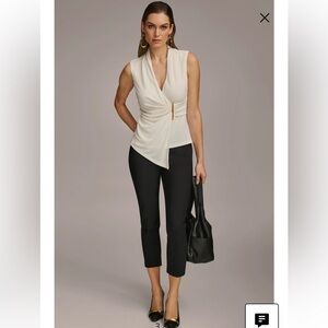 New Donna Karan New York Wrap Front Sleeveless Top Blouse